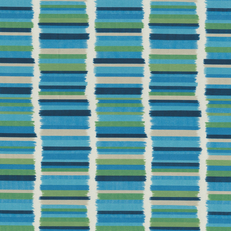 Azure Blue and Green Striped Outdoor Lumbar Pillows Set