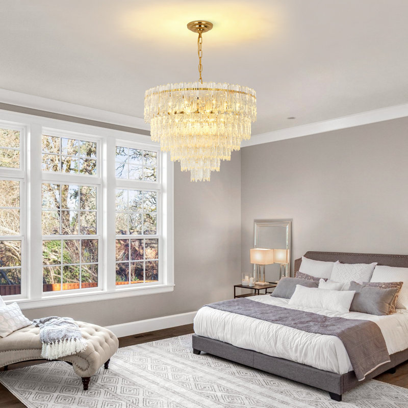 Empire Chandelier with Crystal Accents, 40cm H x 55cm W x 55cm D