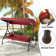 Fassold Outdoor Patio Swing Chair for 3 People, with Removable Cushion and Convertible Canopy