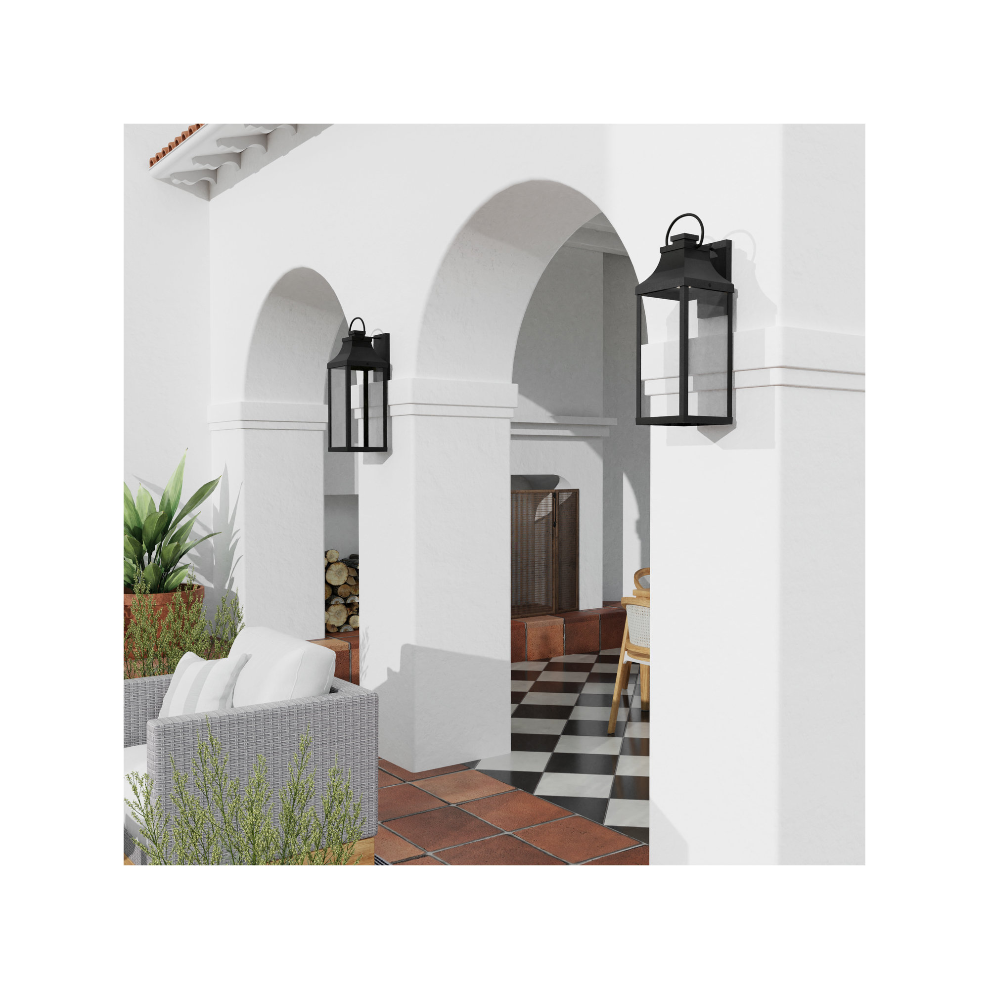 Single Light Outdoor Wall Light, Black