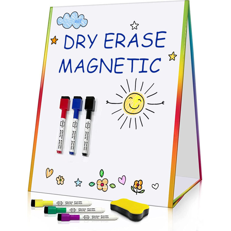 Scribbledo Table Top White Board Magnetic Easel For Kids Dry Erase Drawing Board Toddler Writing Tabletop Whiteboard With 6 Dry Erase Markers And 1 Eraser Included