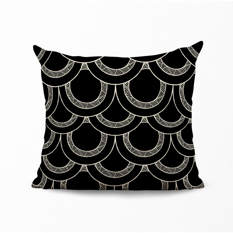 Polyester Throw Square Indoor/Outdoor Pillow Cover & Insert, 15W" x 15H", Black