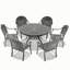 Ensemble de 7 meubles de patio en aluminium coulé avec cadre noir et coussins de siège rouges (identique à: W1710S00483)
