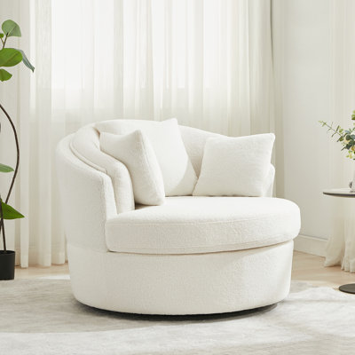 43.3" W Oversized Upholstered Swivel Barrel Chair
