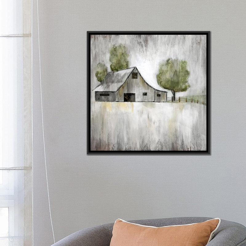 «Weathered Barn», reproduction de photo sur toile, H 18 po x l 18 po x P 1,5 po, Toile avec cadre noir, Pas de tapis