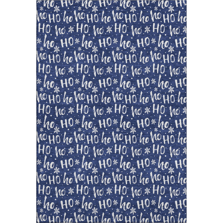 Premium Machine Washable Dockside AMF1814 HoHoHo Snowy Christmas Rug