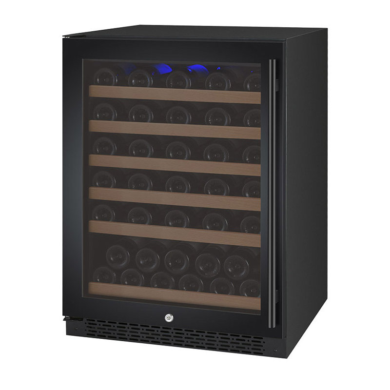 Allavino FlexCount Series 56 Bottle Single Zone Built-in Wine Refrigerator with Black Door - Left Hinge