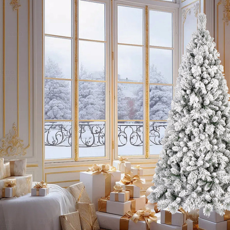 Arbre de Noël artificiel enneigé 5 pi, 518 branches en PVC et aiguilles pointues, structure à charnières pour une installation facile, support en métal stable