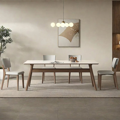 Rock plate dining table and chair combination