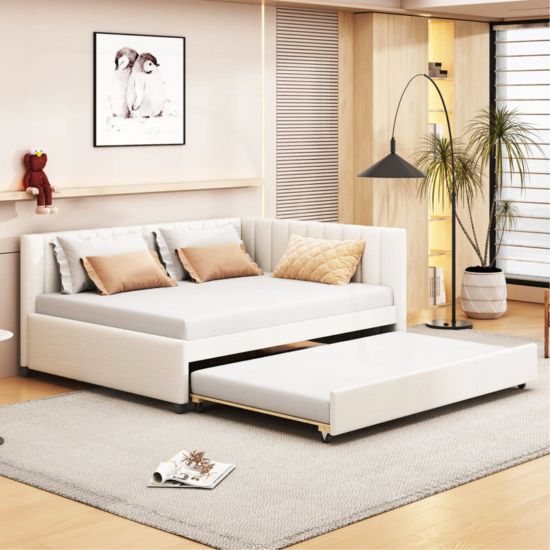 Lit de jour en tissu d'ameublement (beige), Beige