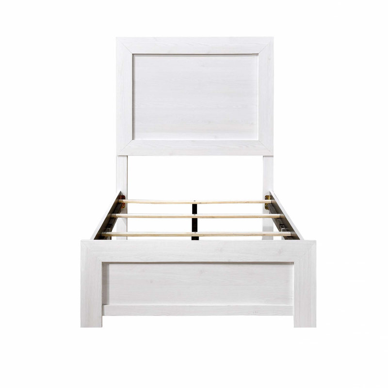 Mobilier de chambre à coucher à panneau en bois 1pc (lit seulement), Twin, White