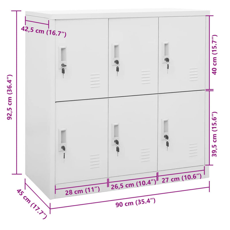 Locker Cabinet - Light Grey 35.4”X17.7”X36.4” Steel Storage Unit, Adjustable Shelves, Secure Locking Design, Light Grey