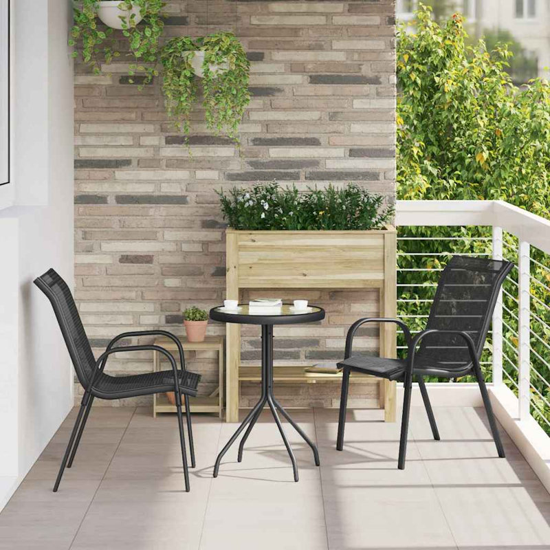 Vidaxl Garden Bistro Set 3 Pcs Steel, Black