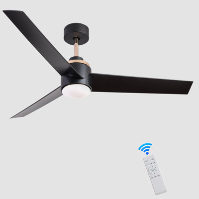 Ventilateur de plafond 52 pouces avec lumières encastré, ventilateur de plafond moderne avec lumière et télécommande - ventilateur de plafond intérieur à 3 pales à profil bas pour patio