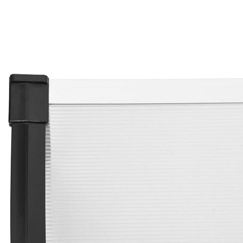 Vidaxl Door Canopy Black And Transparent Polycarbonate, 10.8" H x 78.3" W x 35.4" D