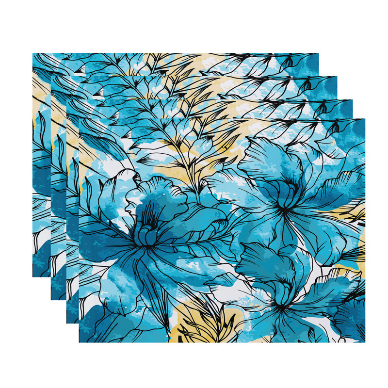 Marlow Polyester Floral Rectangle Placemat, Teal