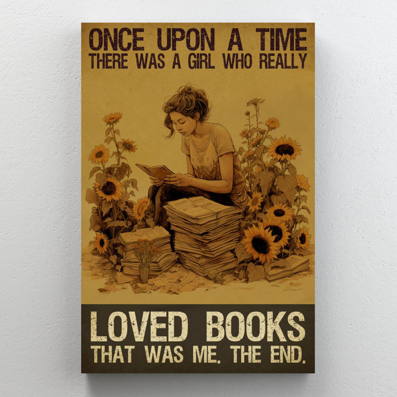 Une fille qui a vraiment aimé les livres 1 - 1 pièce, reproduction d'art graphique sur toile tendue