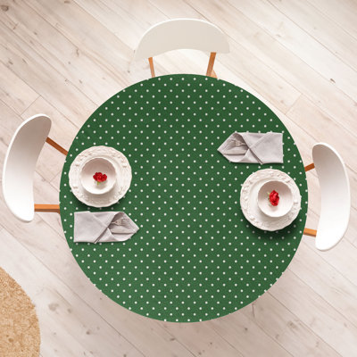 East Urban Home Christmas Fitted Round Tablecloth Diameter Green and White -  31DA14E322AD4D22AF13C51252D0ACF2