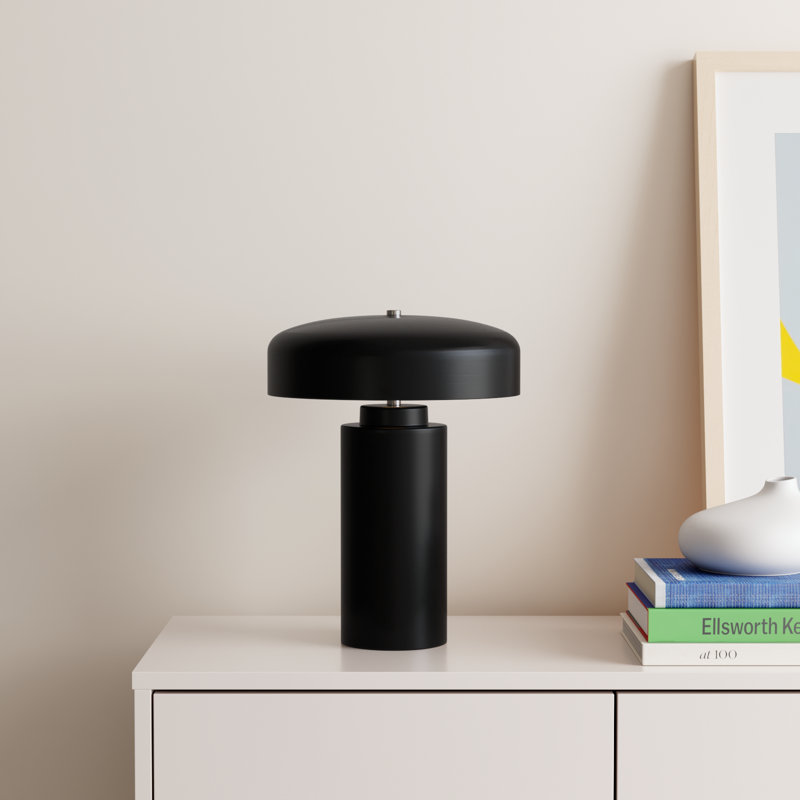 Hardacre Ceramic Table Lamp, Carbon Matte Black/Champagne Gold
