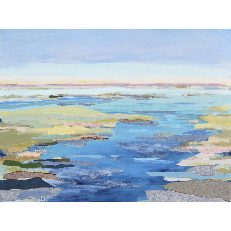 On The Water 4 Print, Black Framed Canvas, No Mat, 36" H x 48" W