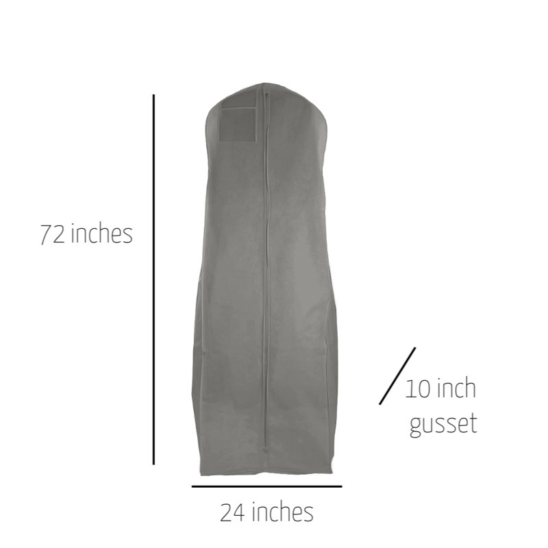 Sac à vêtements en tissu, Gris, H 72 po x l 24 po x P 10 po