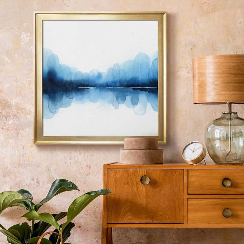 «Ultramarine Mirror II», reproduction encadrée de qualité supérieure, prête à être accrochée, Toile avec cadre doré