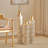 Set Of 3 Tall Metal Floor Vases With Gold Leaf Pattern, Graduated Heights For Balanced Home Decor Display.