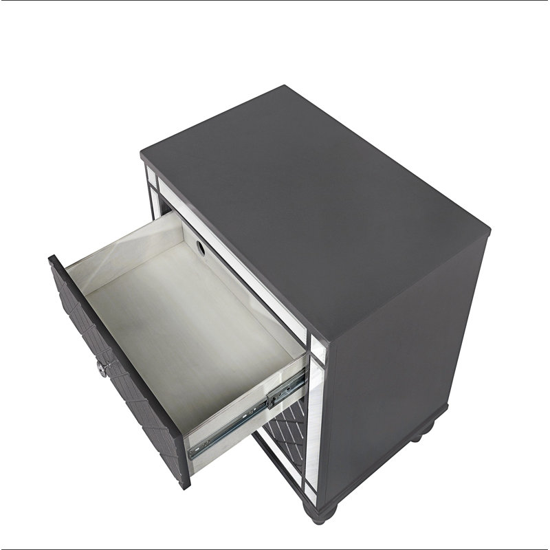 Table de bout de table de chevet 2 tiroirs de style contemporain 1Pc Glam