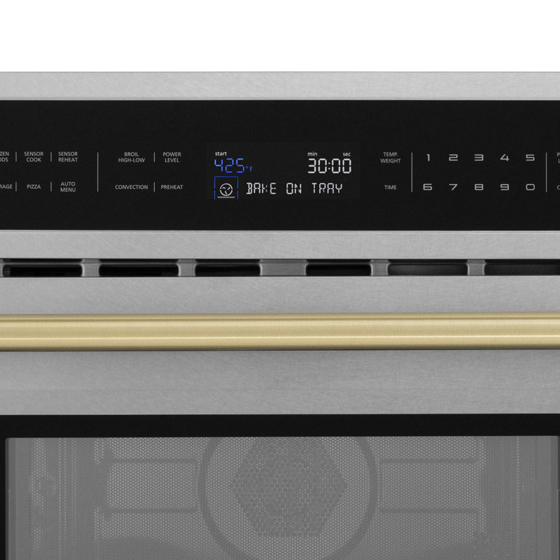 Four à micro-ondes à convection encastré en acier inoxydable satiné 30 po ZLINE Autograph Edition, Bronze champagne