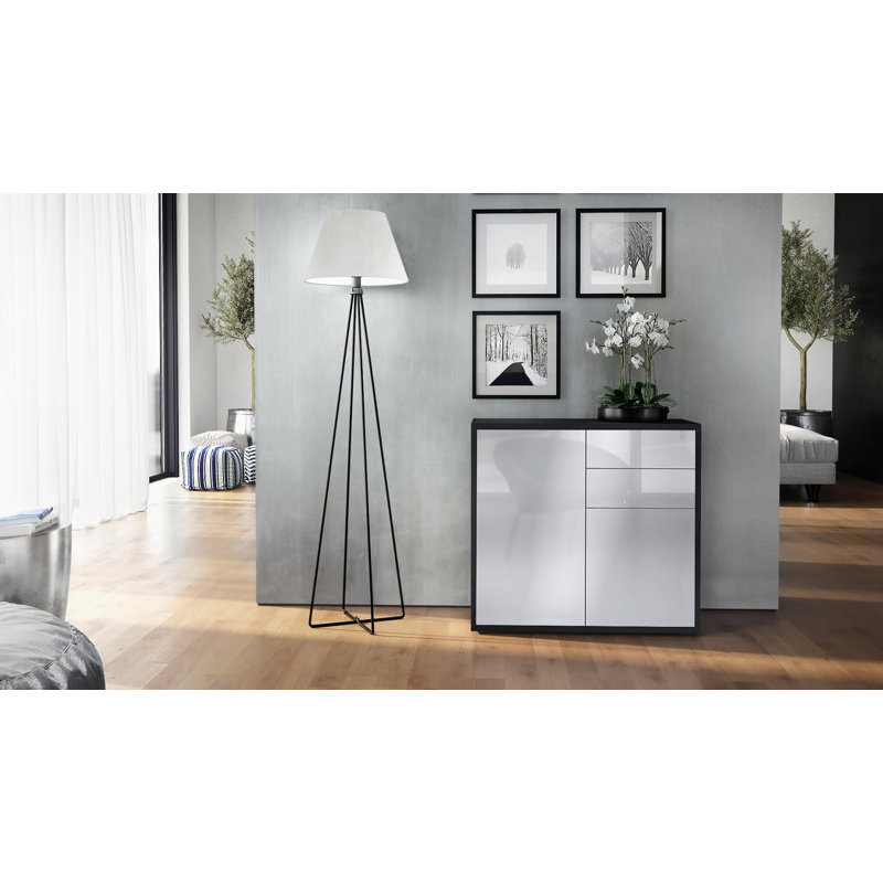 Sideboard Mcdevitt, Black (Matt)/White (Glossy)