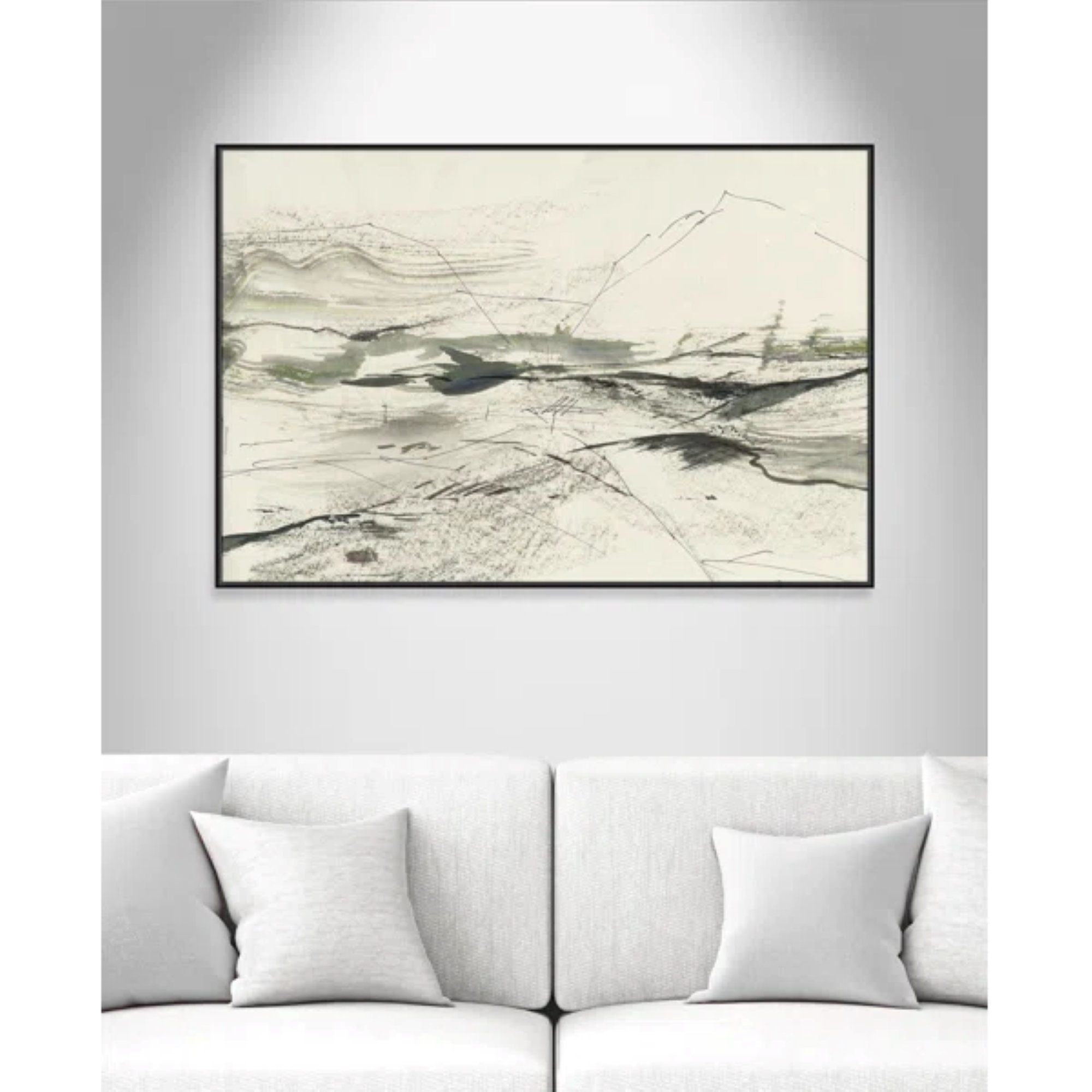 Green Sketches by PI Studio, No Mat, Black Floater Framed, 41.5" H x 61.5" W x 2" D
