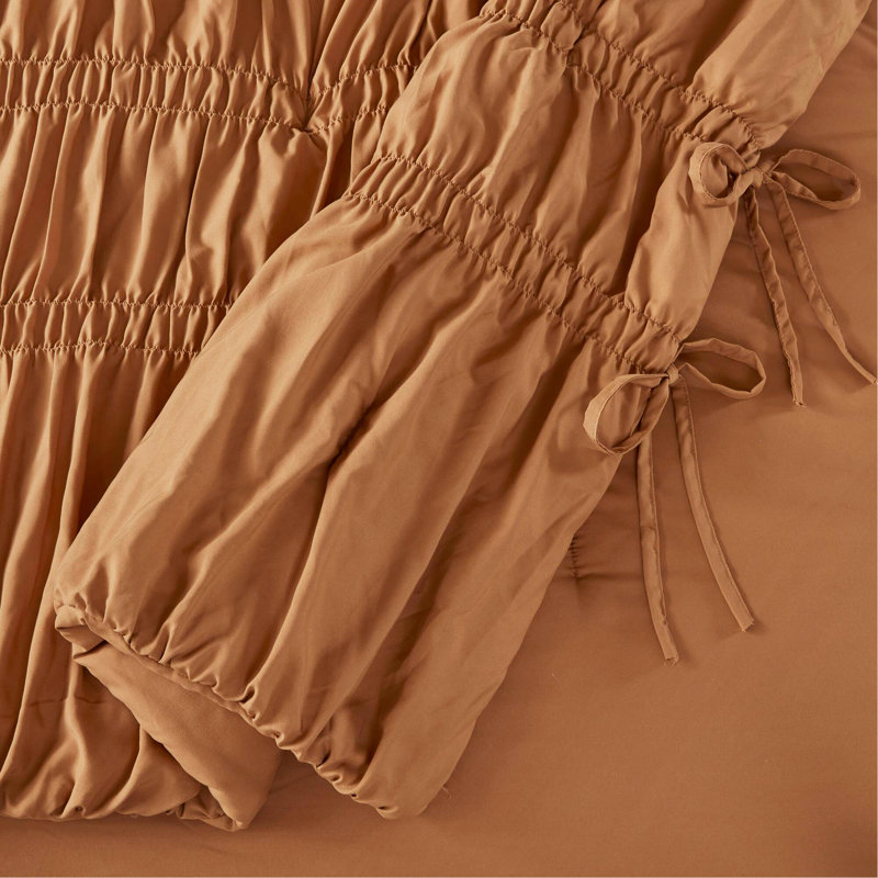 Ensemble d'édredon 2 pièces, Édredon simple + 1 taie décorative, Brun