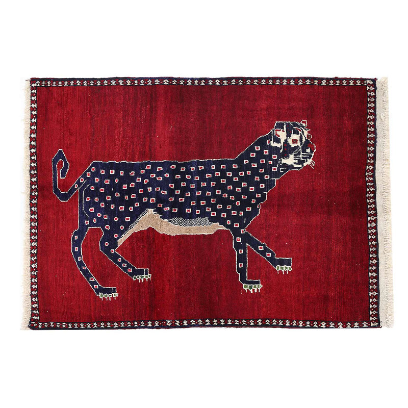 Animal Pictorial Cheetah Hand Knotted Rug 3'4"X 4'8"
