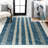 Ventress Geometric Striped Machine-Washable Blue/Cream Rug-1568966236