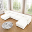 Canapé modulaire en U avec rangement - chenille blanche, assise profonde, cylindrique et pour un salon luxueux convertible en chenille pratique-120912642-120912640