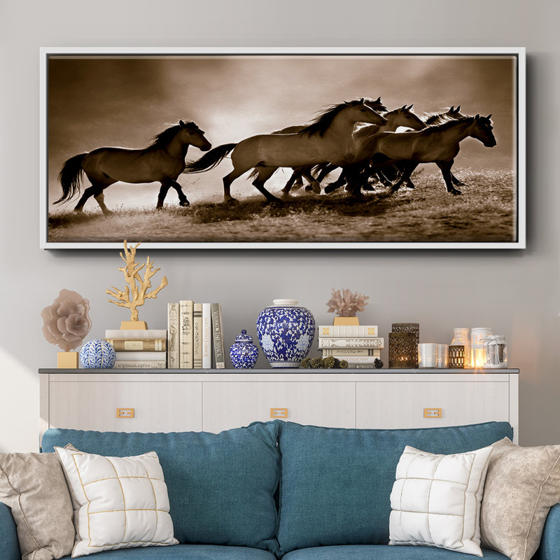 Chevaux sauvages - toile encadrée, H 8 po x l 20 po