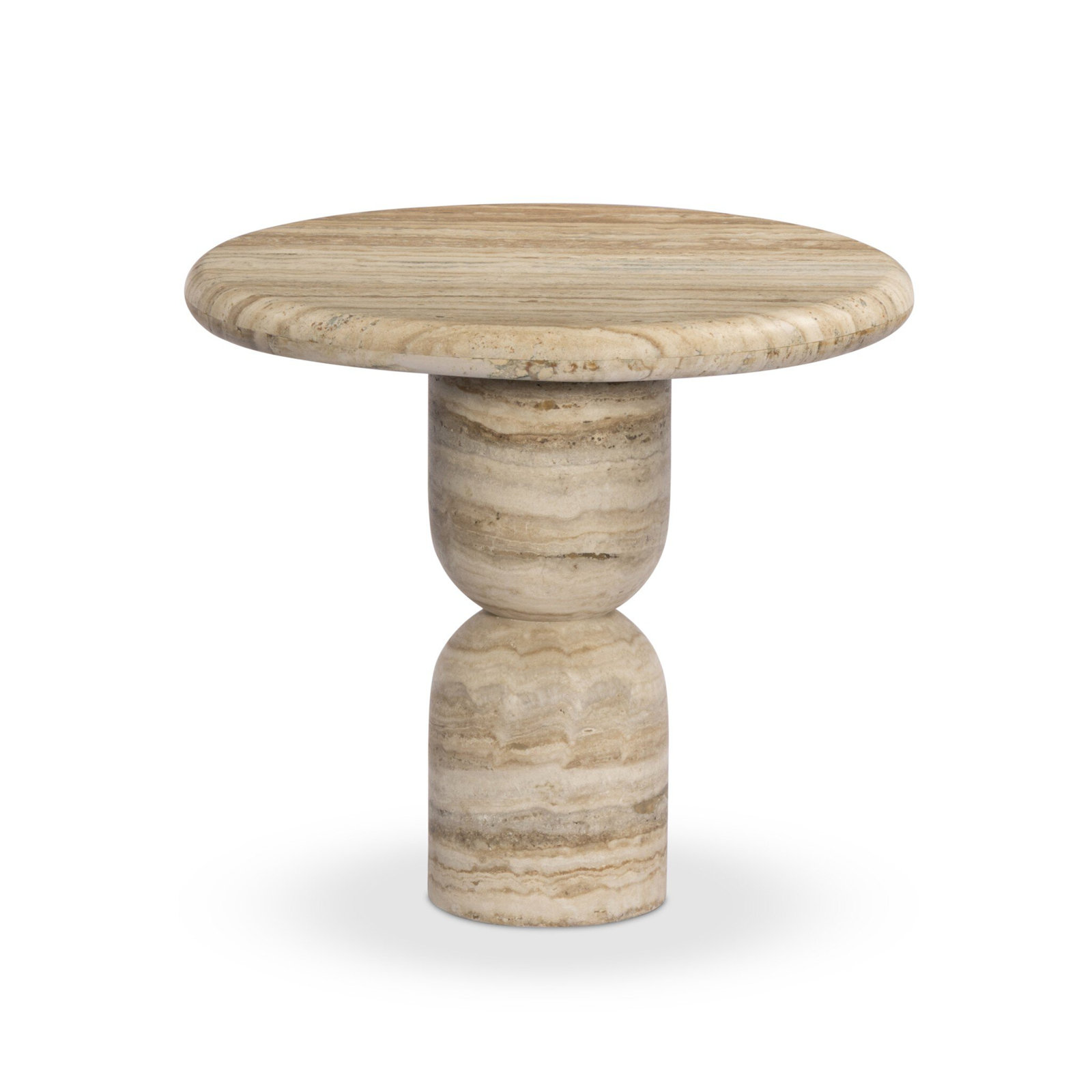Figueroa 21" Genuine Marble End Table, Light Beige Travertine