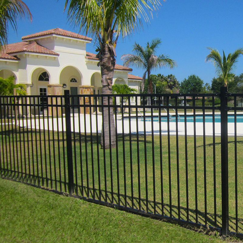 Versai 5-ft H x 8-ft W Gloss Black Steel Ornamental Fence Panel