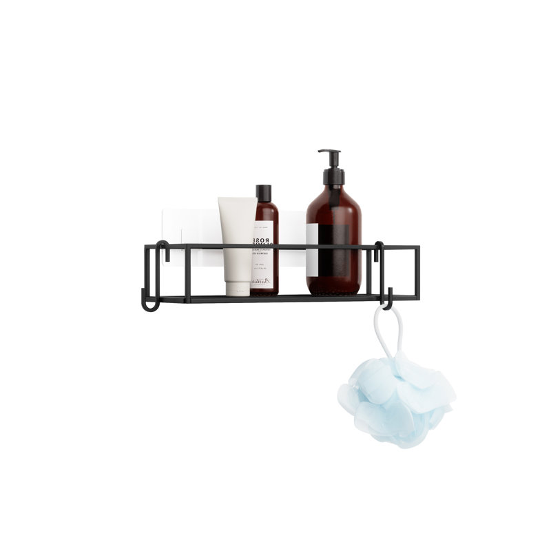 Black Iron Suction Mount Shower Caddy Set