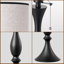 Lampe de table noire en métal avec abat-jour en lin, style rétro Hepburn de 27 pouces avec chaînette (2 paquets)