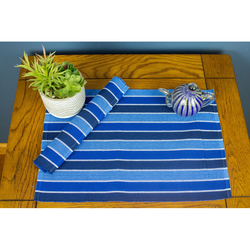 Ensemble de 6 napperons Bludabu, Bleu, À rayures