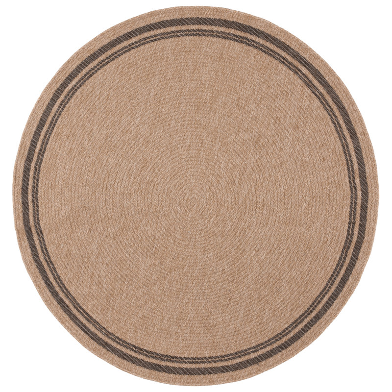 Shavanda Retreat Performance Bordered Rug, Round 6'7"