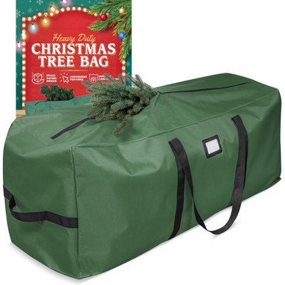 Sac de rangement imperméable pour sapin de Noël (2,74 m) vert | Tissu résistant, conception imperméable, poignées durables, fermeture éclair, convient aux sapins de Noël artificiels jusqu'à 2,74 m