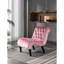 Chaise d'appoint moderne en velours rose avec pieds en bois - Bureau confortable en mousse épaisse pour la chambre à coucher-1584814202