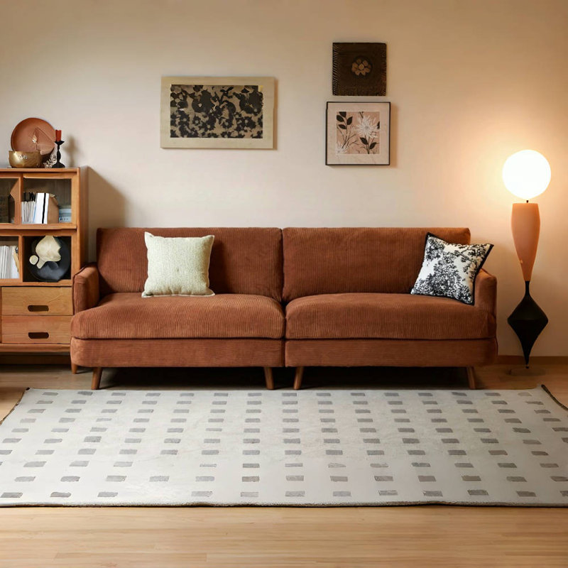 Retro Straight-Layout Fabric Lounge Sofa