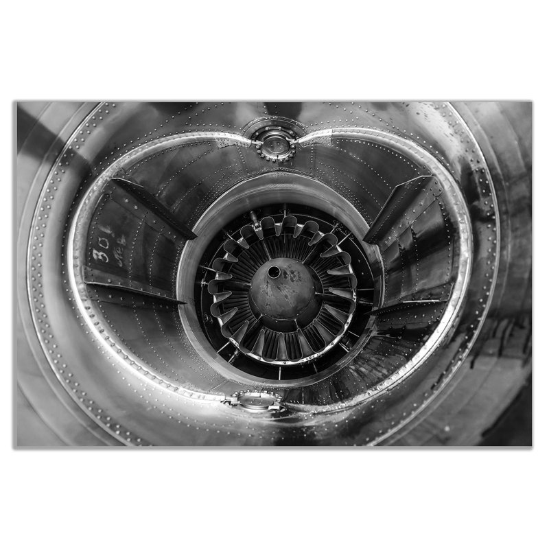 Jet Engine Nozzle Black & White - Wrapped Canvas Print, 31cm H x 20cm W