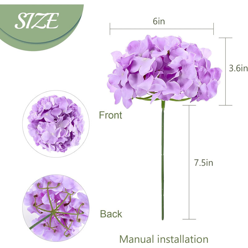 64 pièces d'hortensias artificiels mauves