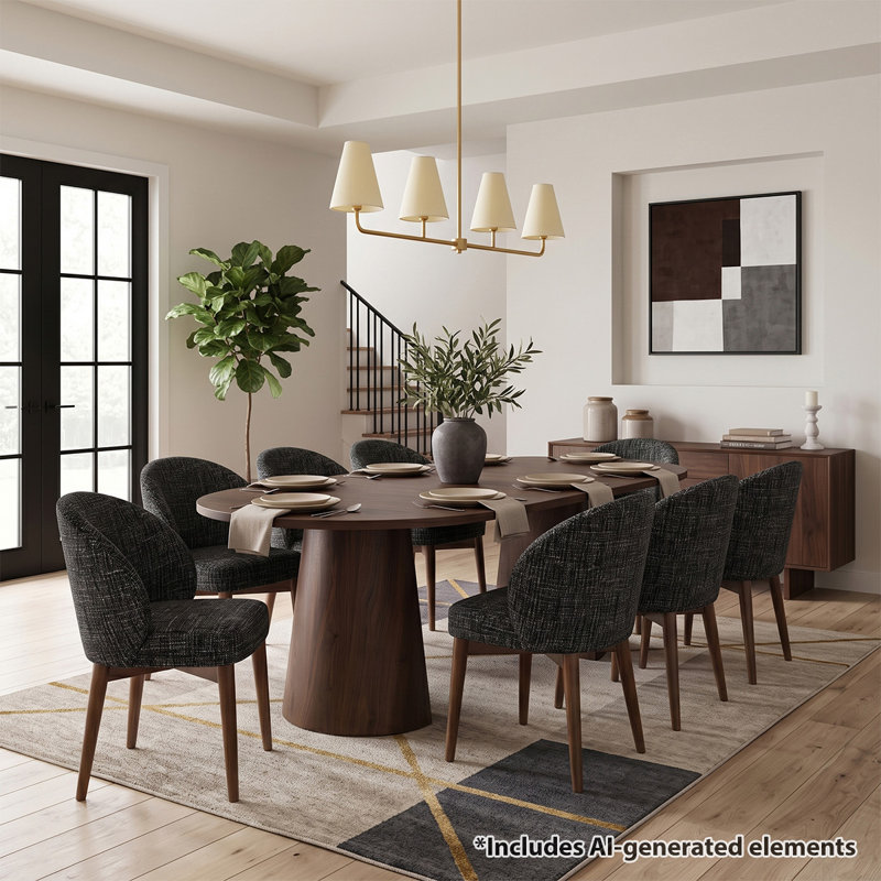 Ensemble repas extensible Modern, 9 pièces : table, 8 chaises, Black