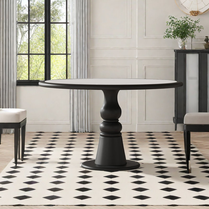 Randolh Round Solid Wood Base Dining Table, 29.5"H x 47.2"L x 47.2"W