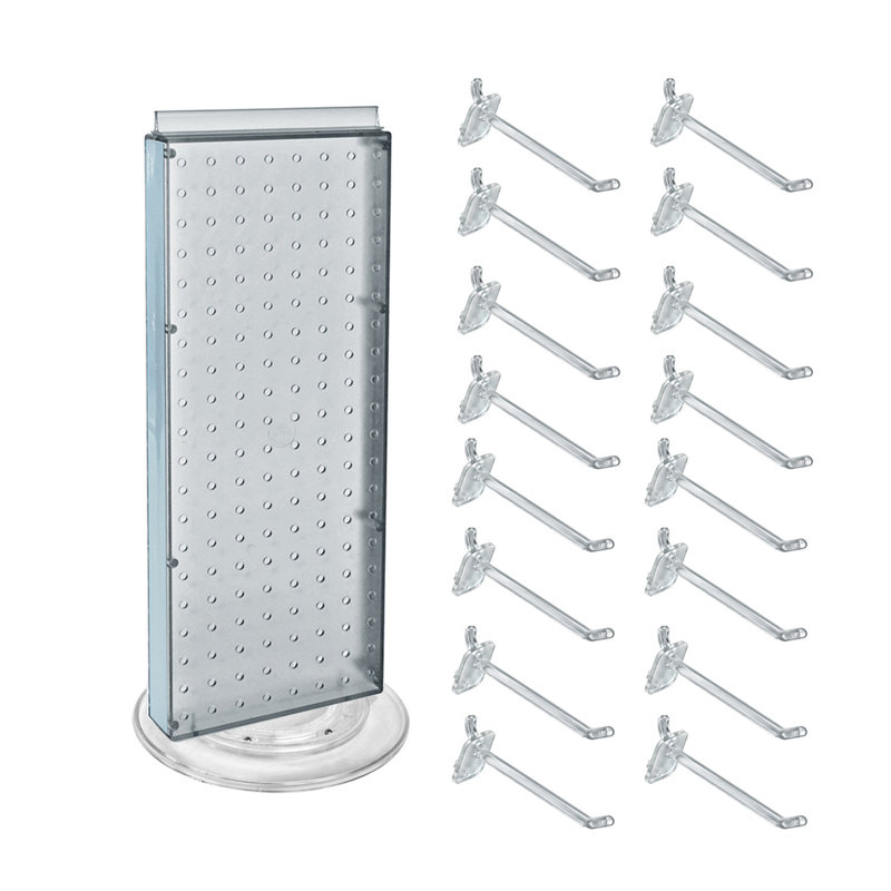 Revolving 8"W x 20.625"H Pegboard Counter Display w/16 4"Hooks